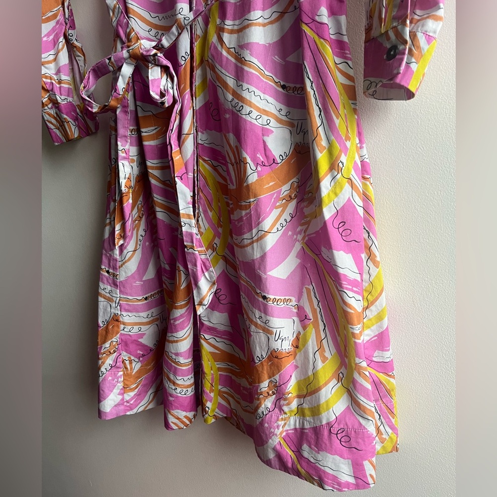 Anthropologie Pink & Orange Long Sleeve Printed Dress - Picture 5 of 14